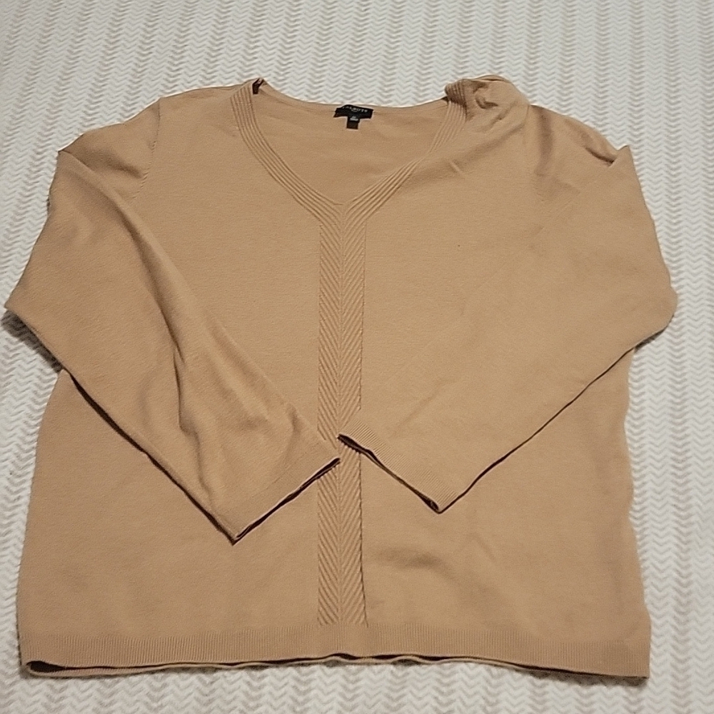 Talbots V-neck Tan Sweather US 1X